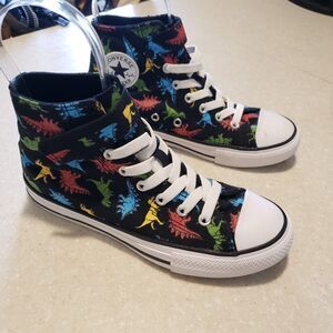 CONVERSE KIDS CHUCK TAYLOR ALL STAR HIGHT-TOP DINOSAUR YTH SZ 2.5 Black WORN 1X